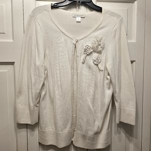 Christopher & Banks White Sweater 3/4 Sleeves Sz M